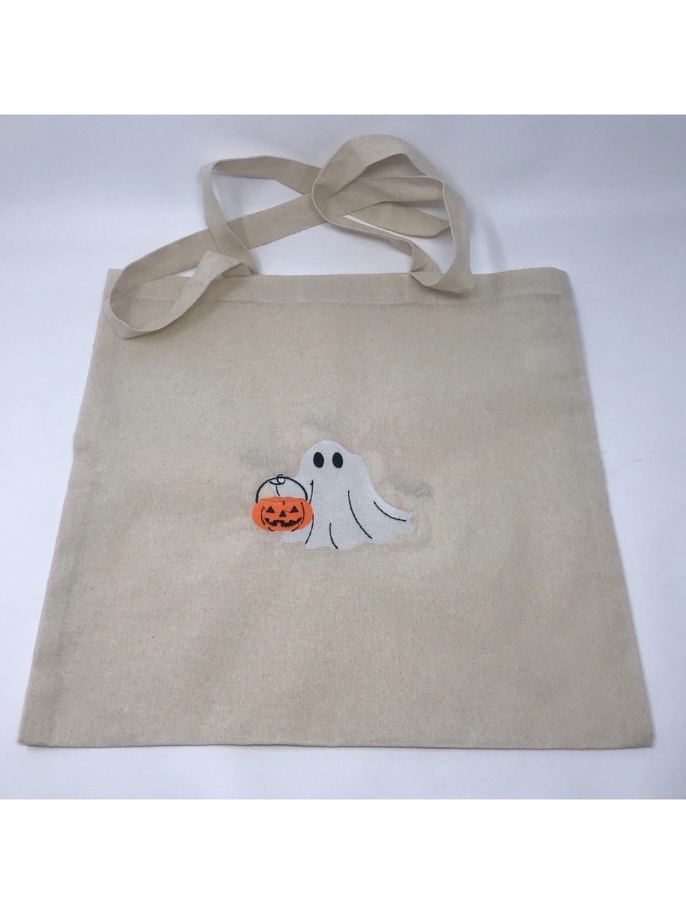 Halloween Glow in The Dark Double Sided Embroidered Canvas Tote Treat Bag
